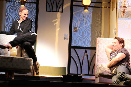 Kristin Chenoweth and Andy Karl rehearse a scene from ‘On the Twentieth Century’ during tech rehearsal at the American Airlines Theatre. -Nic Carmon